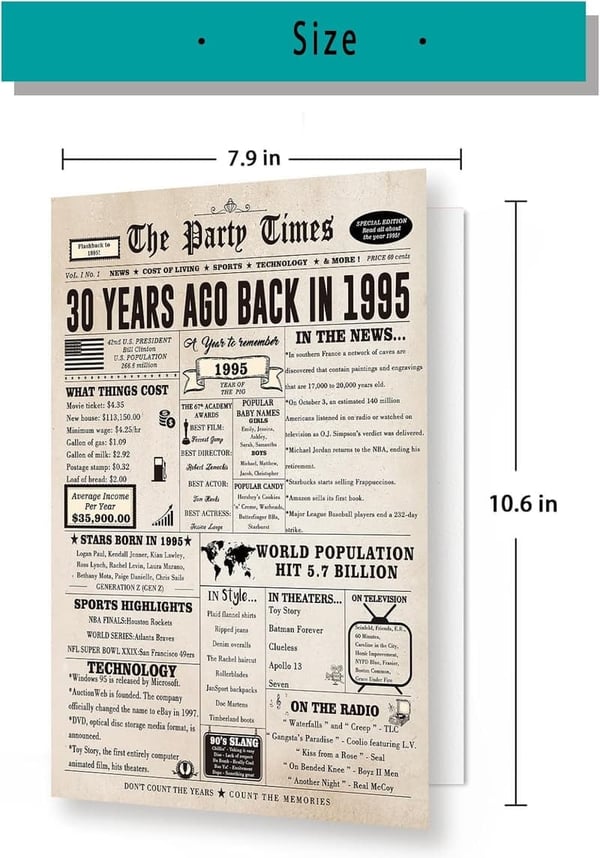 30th Birthday Jumbo Card Gift for Him/Her