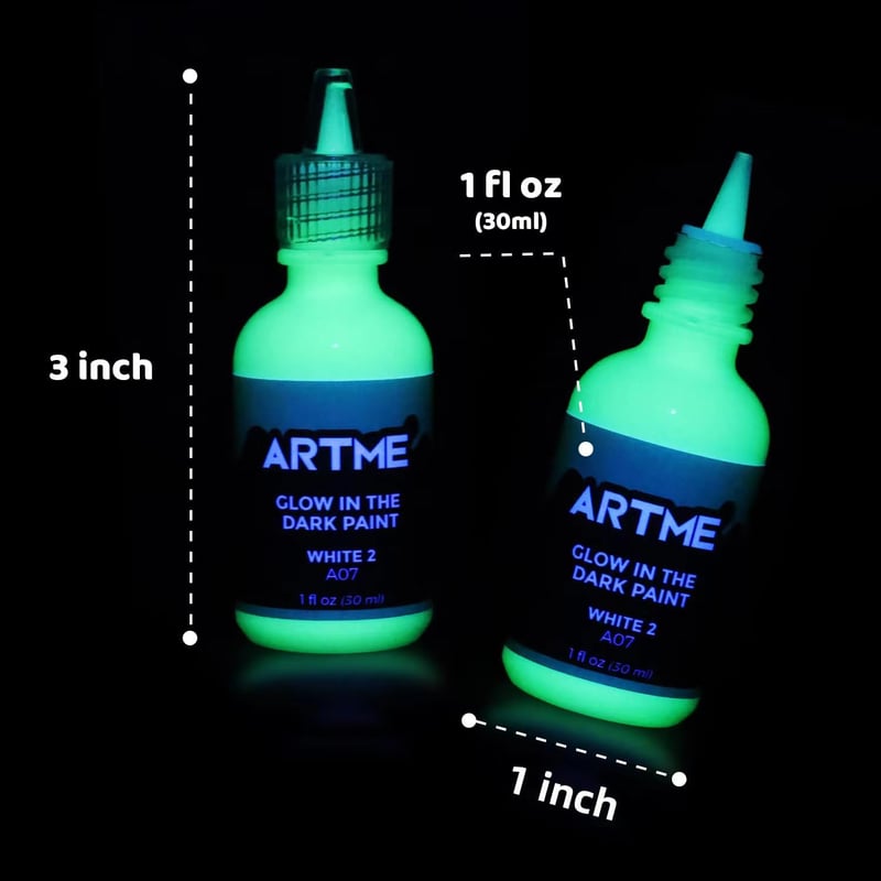 Glow in the Dark Paint Set - 12 Bright Colors, 30ml Each
