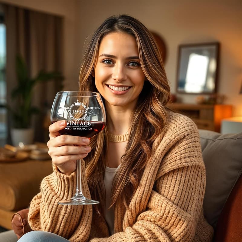 30th Birthday Engraved Wine Glass for Women