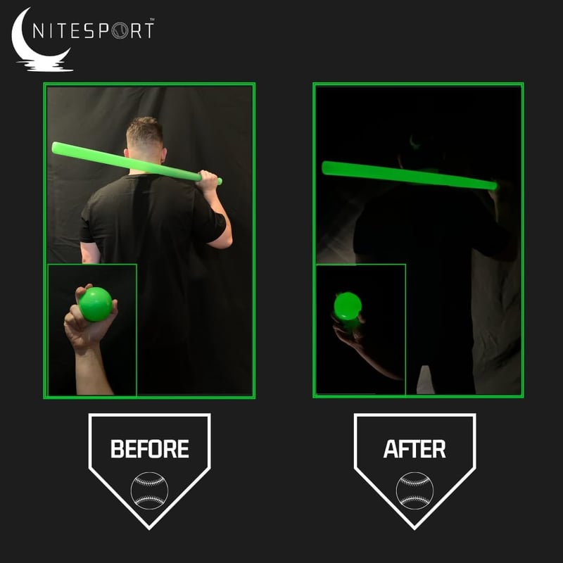 Glow in the Dark Baseball Bat Set with UV Flashlight