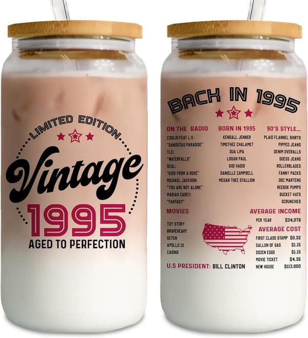 30th Birthday Vintage Glass Cup Gift for Women