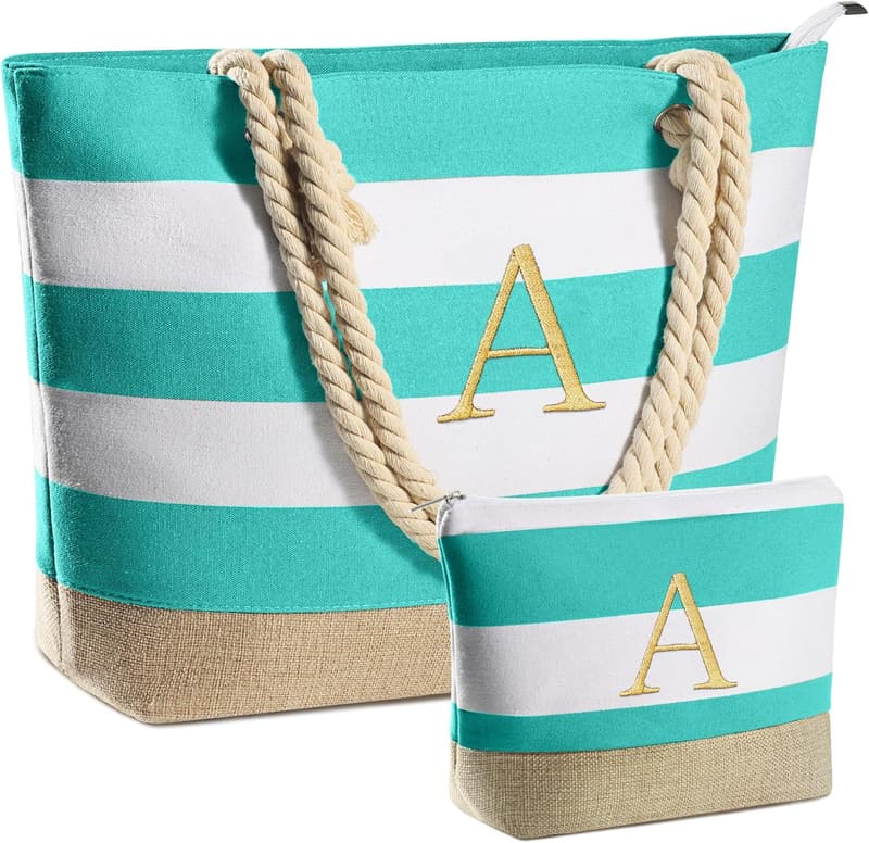 Waterproof Canvas Beach Tote for Women - Travel Essentials