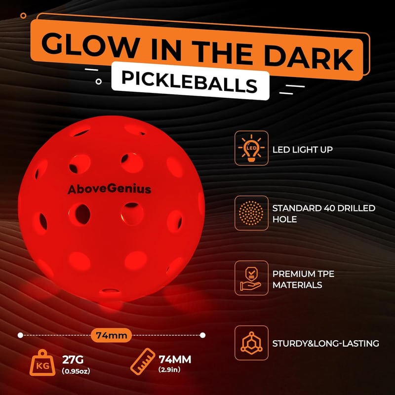 Glow in the Dark LED Pickleballs - 6 Pack for Night Play