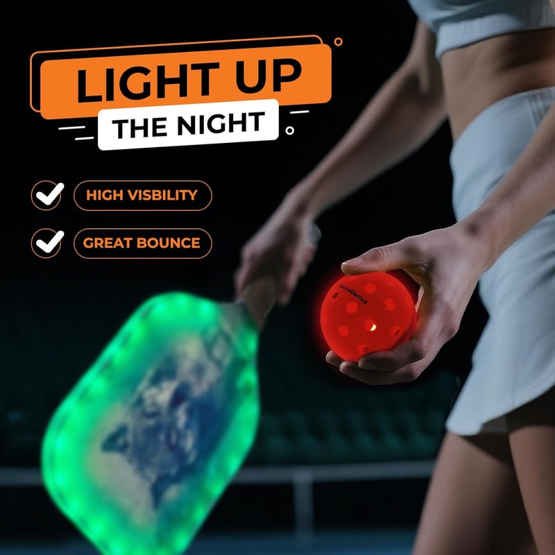 Glow in the Dark LED Pickleballs - 6 Pack for Night Play