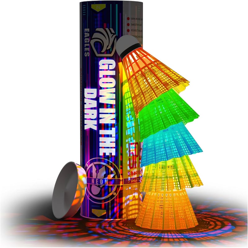 LED Badminton Shuttlecocks - 5 Pack Glow in the Dark Birdies