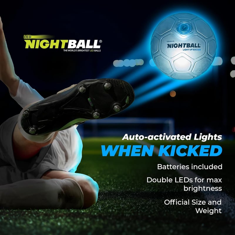 Glow in the Dark Soccer Ball for Kids, Ages 8-15 - Gift Ready