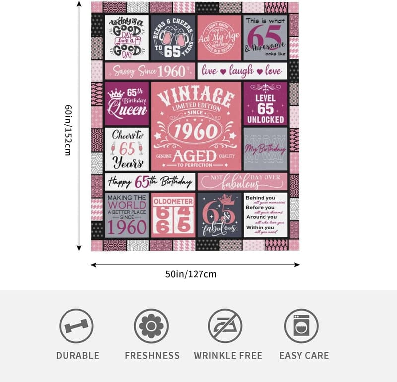 65th Birthday Blanket for Women - 60
