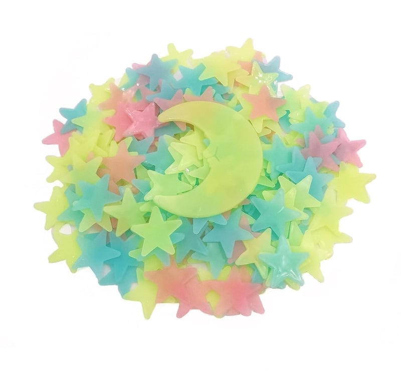 Glow-in-the-Dark Star and Moon Wall Stickers for Kids' Rooms