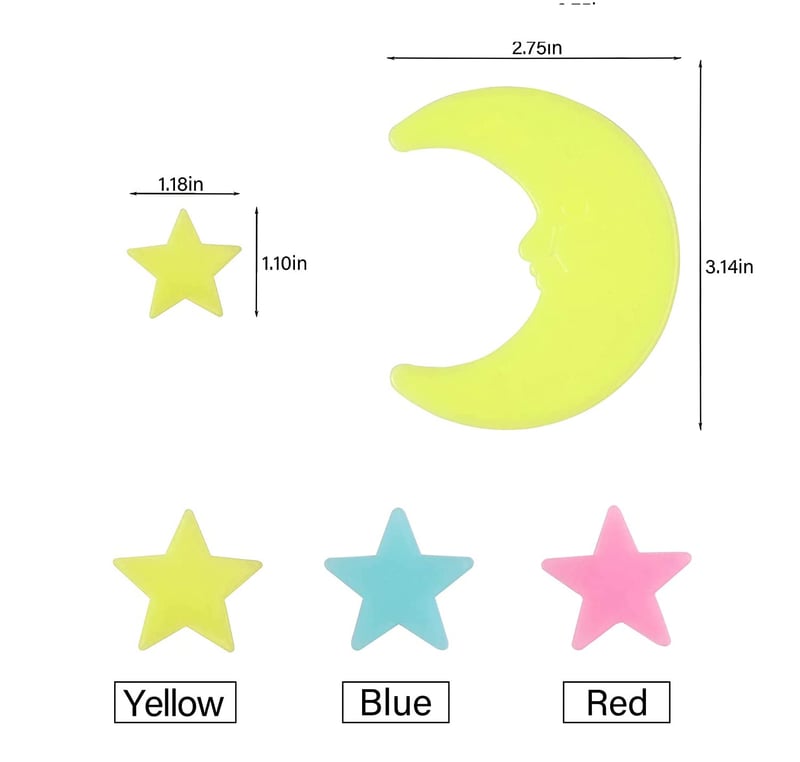 Glow-in-the-Dark Star and Moon Wall Stickers for Kids' Rooms