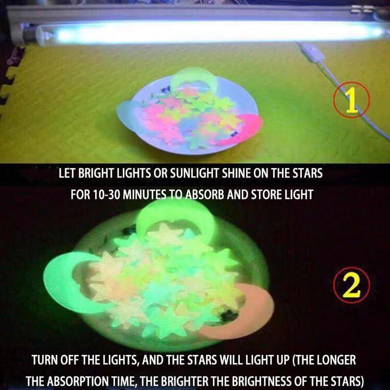 Glow-in-the-Dark Star and Moon Wall Stickers for Kids' Rooms