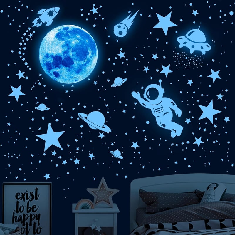 Glow in the Dark Stars - 530 Pcs Space Wall Decals for Kids