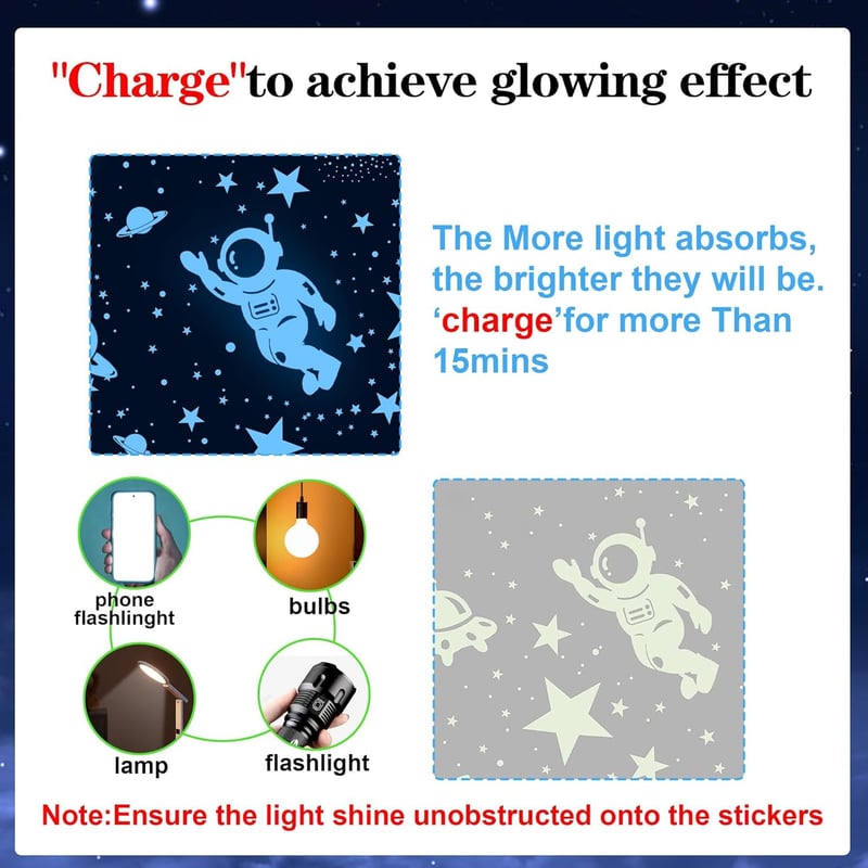 Glow in the Dark Stars - 530 Pcs Space Wall Decals for Kids