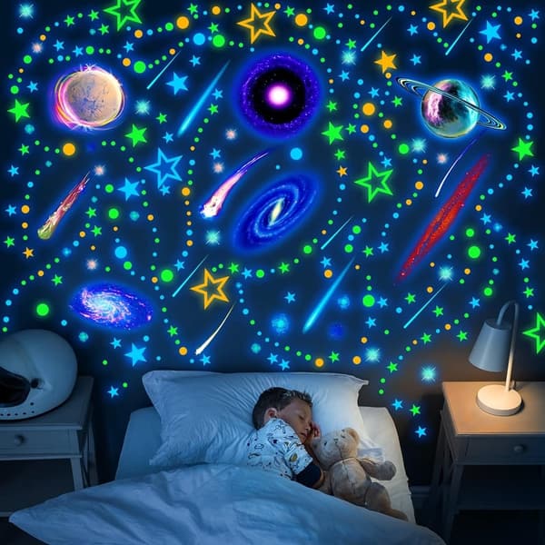 Glow-in-the-Dark Stars & Moons Wall Decals for Kids' Rooms