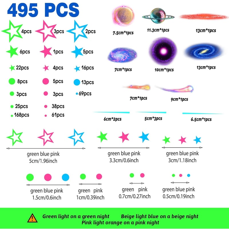 Glow-in-the-Dark Stars & Moons Wall Decals for Kids' Rooms