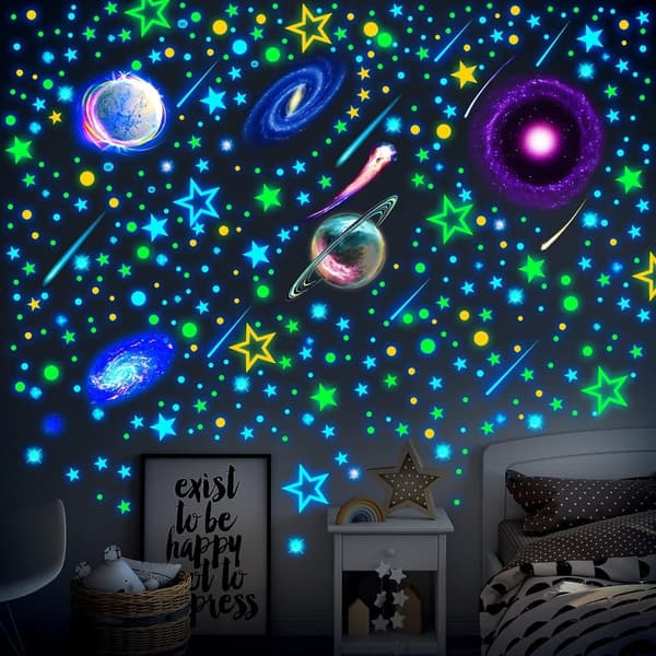 Glow-in-the-Dark Stars & Moons Wall Decals for Kids' Rooms