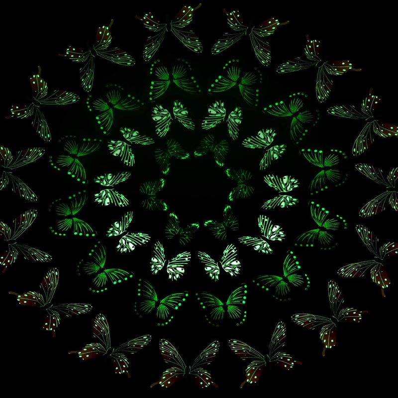 Glow-in-the-Dark Butterfly Wall Decals - 48-Piece Set for Nursery
