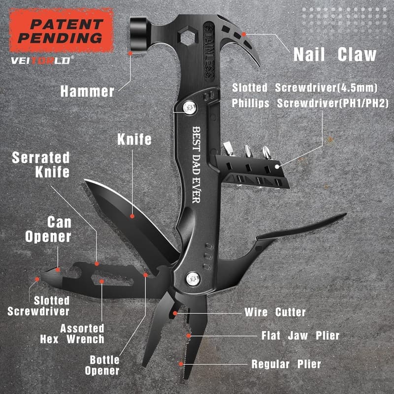 Fathers Day Survival Multitool Gift for Dad