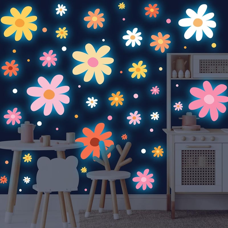 Glow in The Dark Daisy Wall Decals for Kids' Rooms