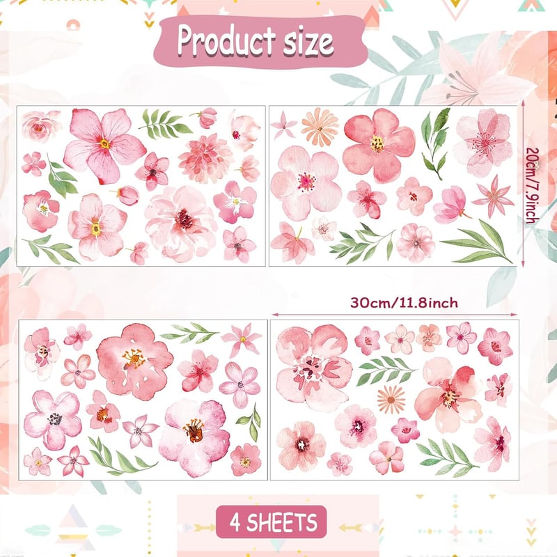 Boho Glow-in-the-Dark Flower Wall Decals for Kids' Rooms