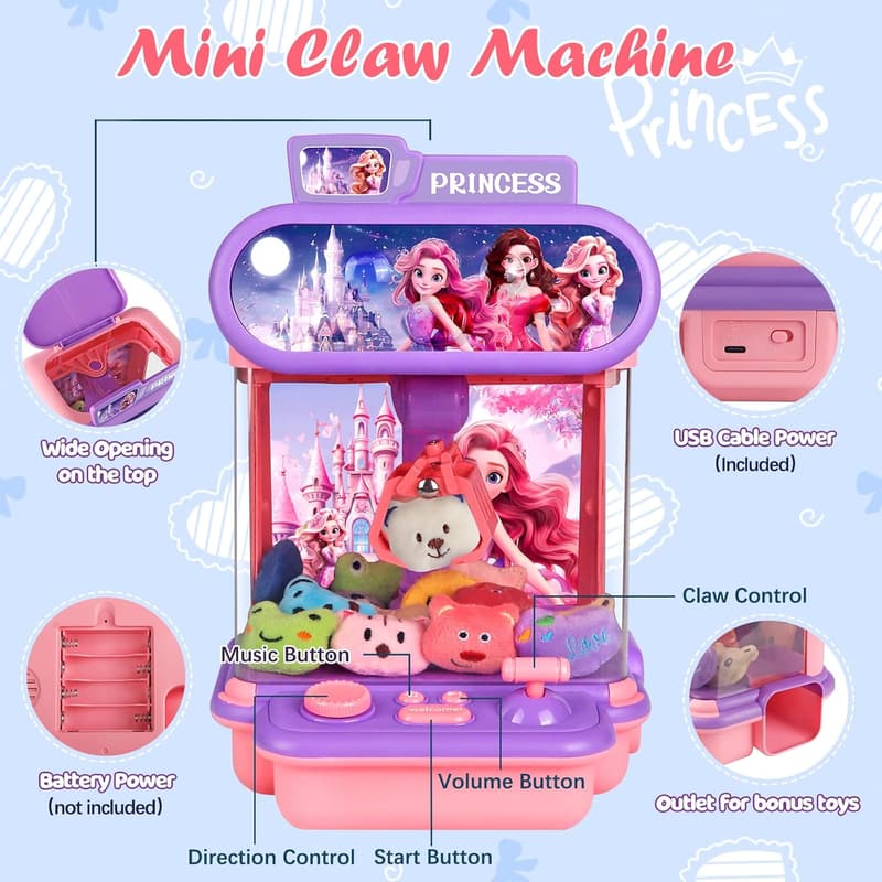 Kids' Claw Machine Toy with 20 Mini Plush Prizes