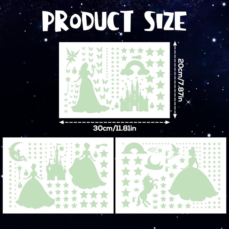 Glow in the Dark Star Wall Decals - 3 Pcs for Kids' Room Decor