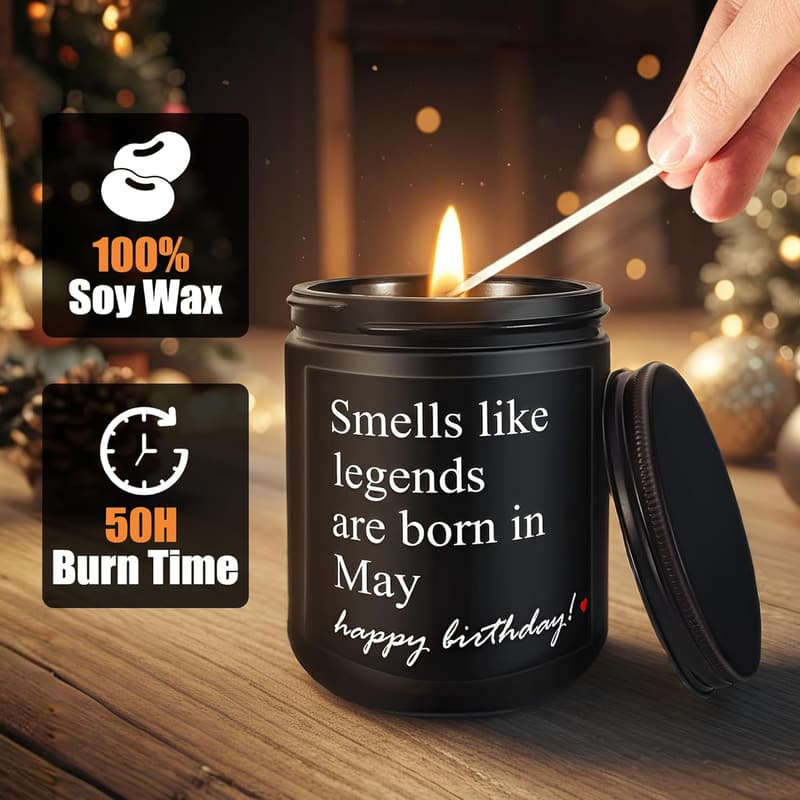 May Birthday Candle Gift for Men - 