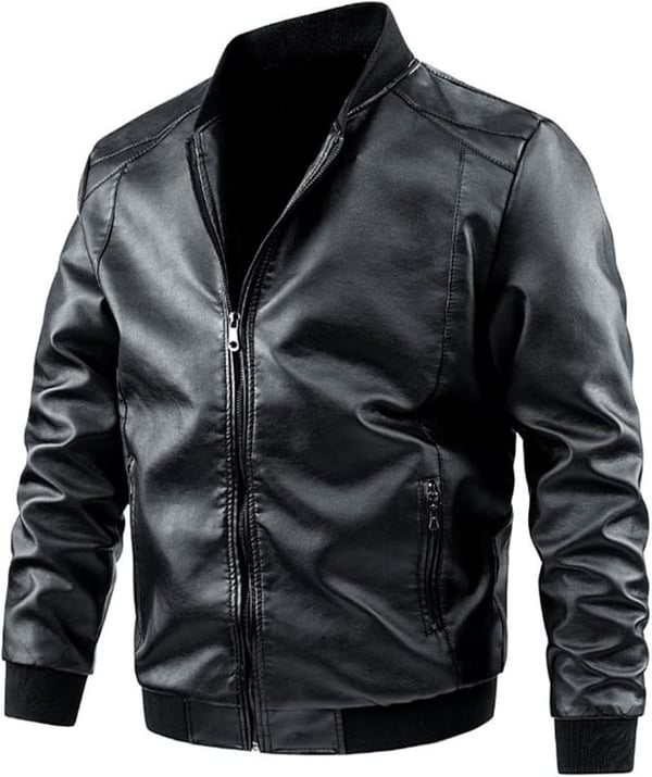 Vintage Leather Men's Coat Stand Jacket – Autumn/Winter Plus Size