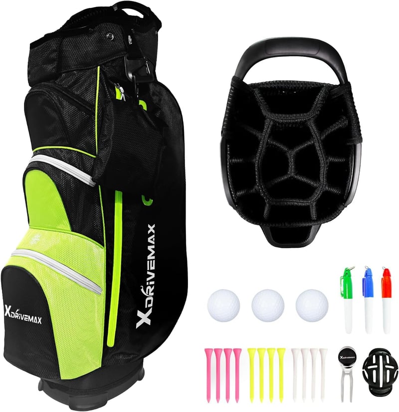 Premium 15-Way Golf Cart Bag with Cooler & Rain Cover