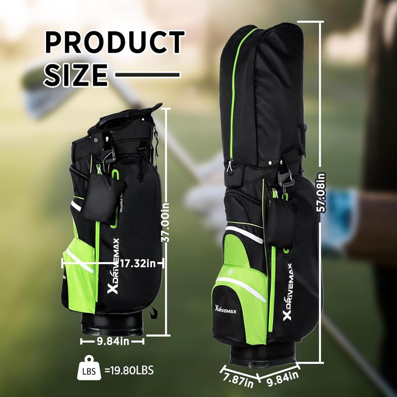 Premium 15-Way Golf Cart Bag with Cooler & Rain Cover