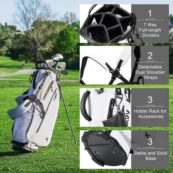 KVV Lightweight Golf Stand Bag with 7 Dividers & Dual Straps