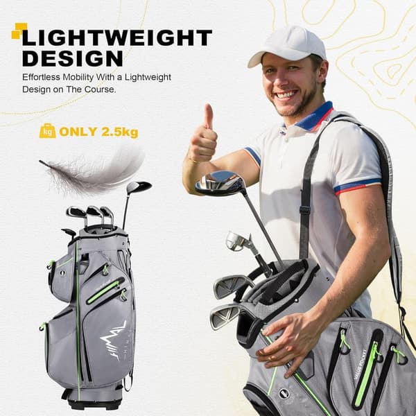15-Way Golf Cart Bag with Organizer Divider & Rain Cover