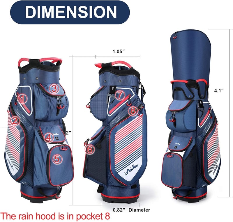 Lightweight Golf Cart Bag with 14 Dividers and Cooler Pouch