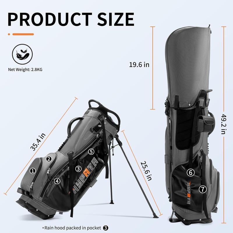 Lightweight PU Leather Golf Stand Bag for Men & Women