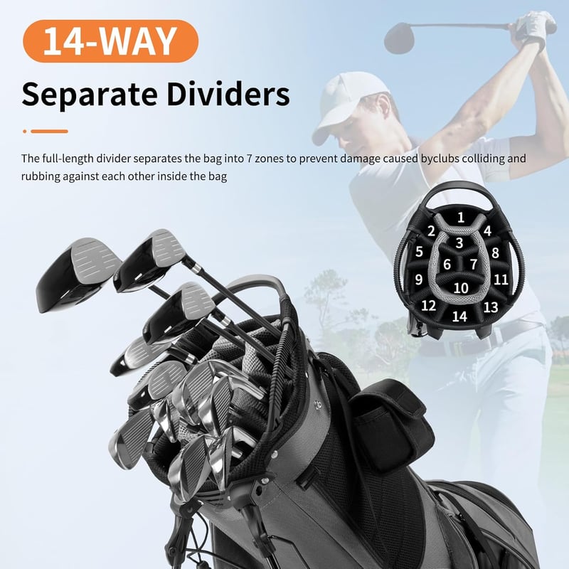 Lightweight PU Leather Golf Stand Bag for Men & Women