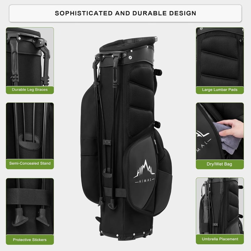 Lightweight Golf Stand Bag with 5-Way Dividers & 8 Pockets