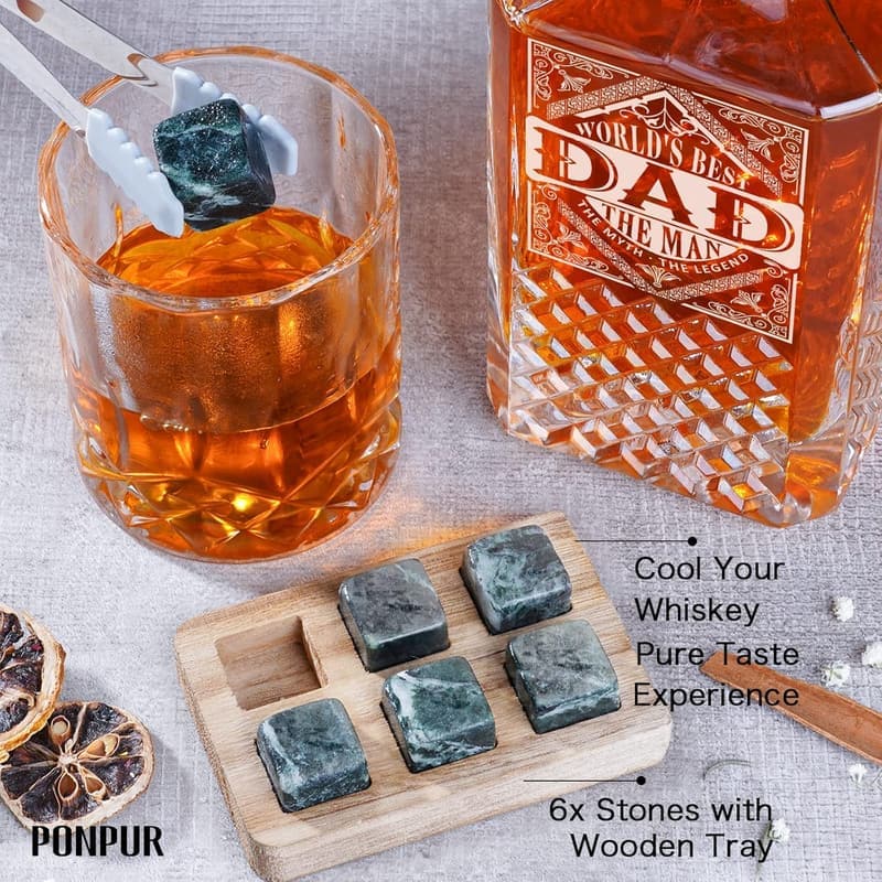 Father's Day Whiskey Decanter Set with 2 Glasses