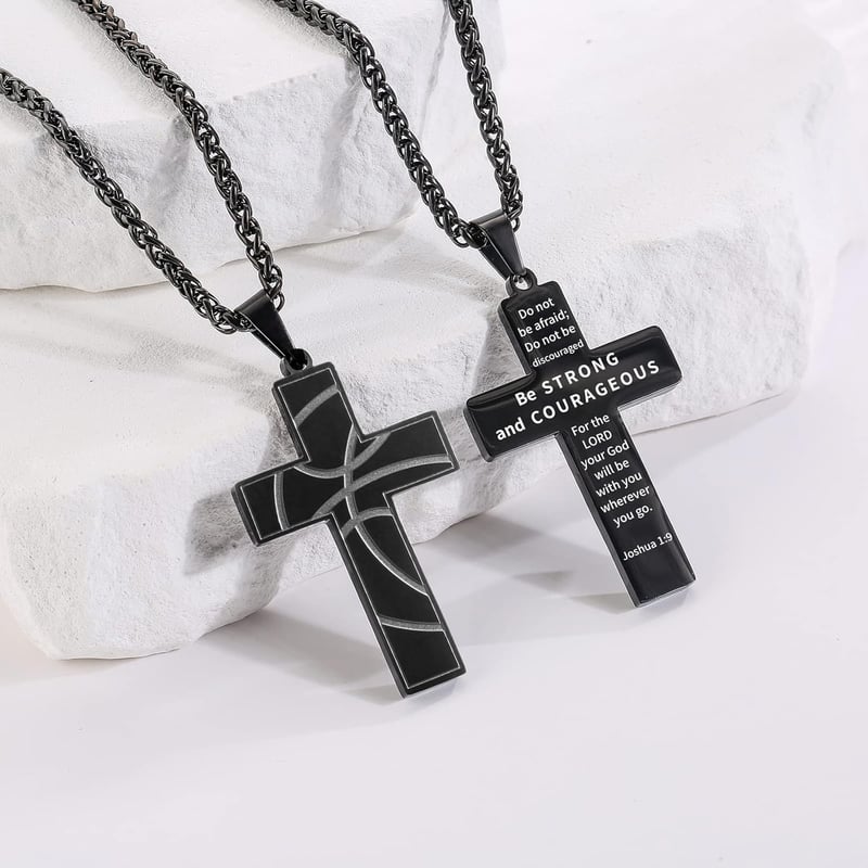Christian Basketball Cross Necklace for Boys, Stainless Steel Pendant