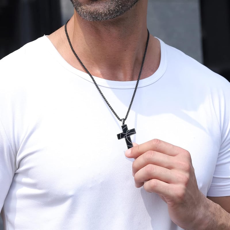 Christian Basketball Cross Necklace for Boys, Stainless Steel Pendant