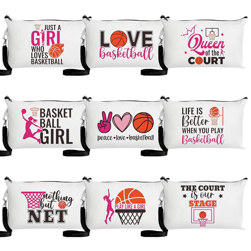 Basketball Team Makeup Bag - 9Pc Inspirational Gifts for Women
