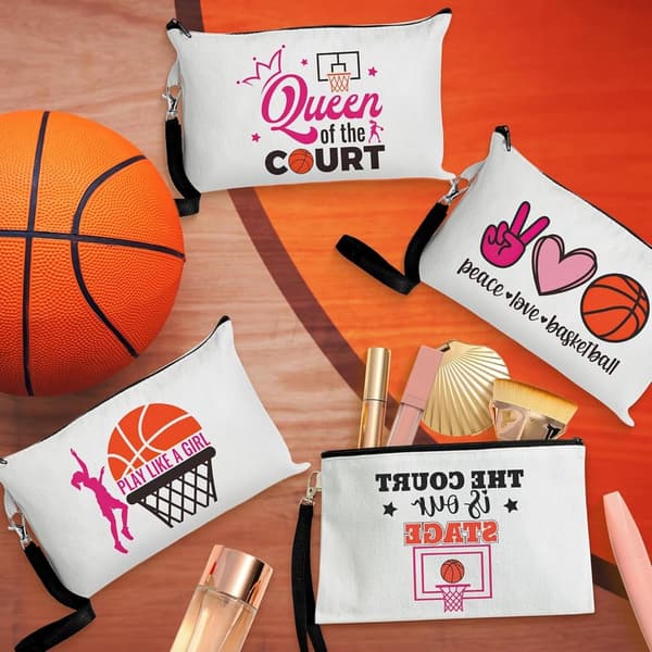 Basketball Team Makeup Bag - 9Pc Inspirational Gifts for Women