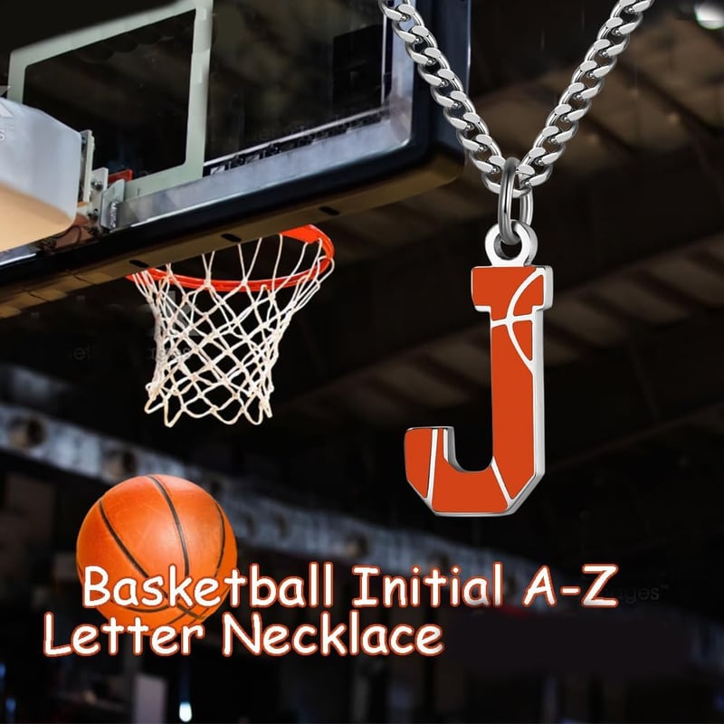 Men's Basketball Letter Necklace - Stainless Steel 22