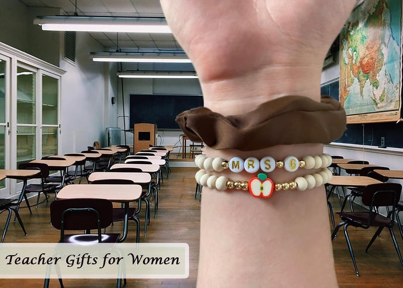 Teacher Appreciation Bracelet Set - Personalized Initial Gifts for Women