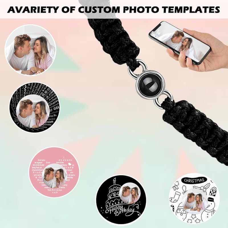Personalized Photo Projection Bracelet for Anniversary Gifts