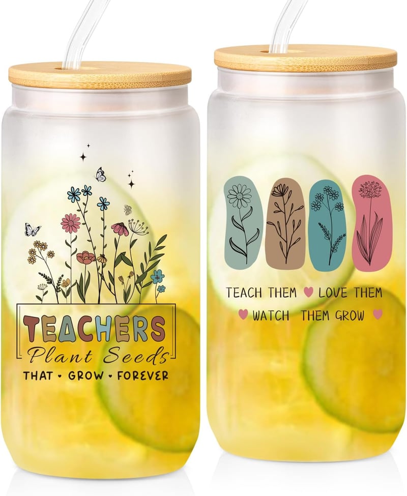 Teacher Appreciation Gifts: Unique 16 oz Frosted Glass Cup for Teachers