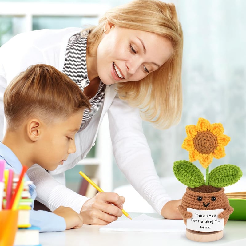Teacher Appreciation Gift: Personalized Sunflower Doll & Bracelet