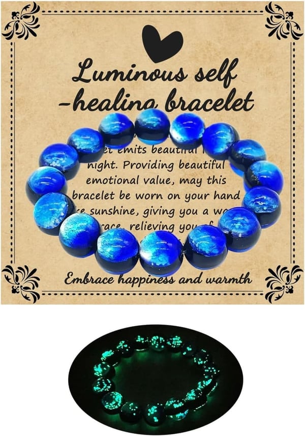 Glow-in-the-Dark Planet-Themed Glass Bracelet for Couples