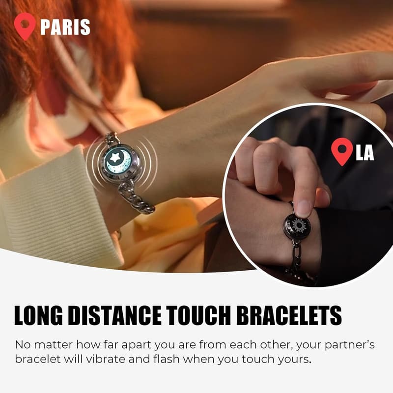 Long Distance Relationship Bracelets for Couples with Vibration & Light