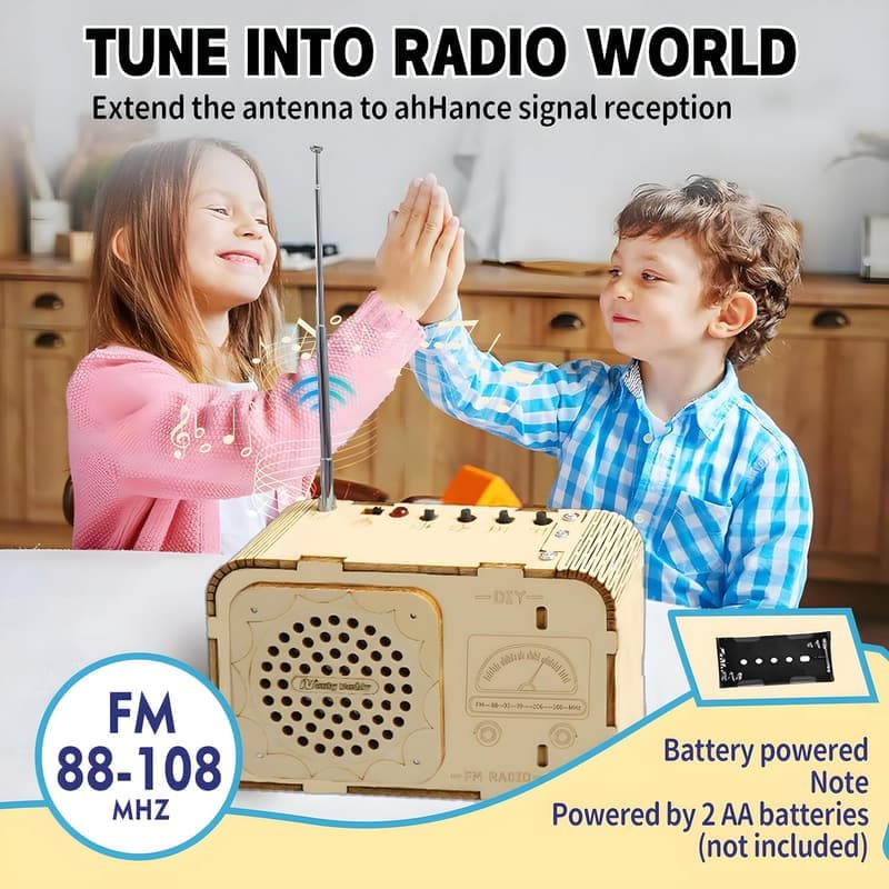 STEM DIY FM Radio Kit for Kids 8-12 - Educational Wooden Build