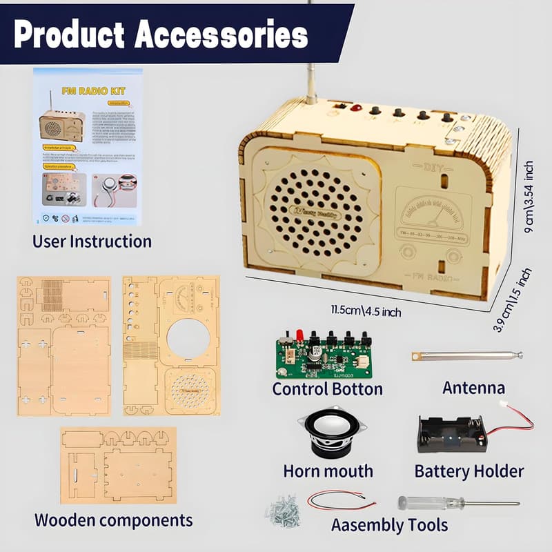 STEM DIY FM Radio Kit for Kids 8-12 - Educational Wooden Build