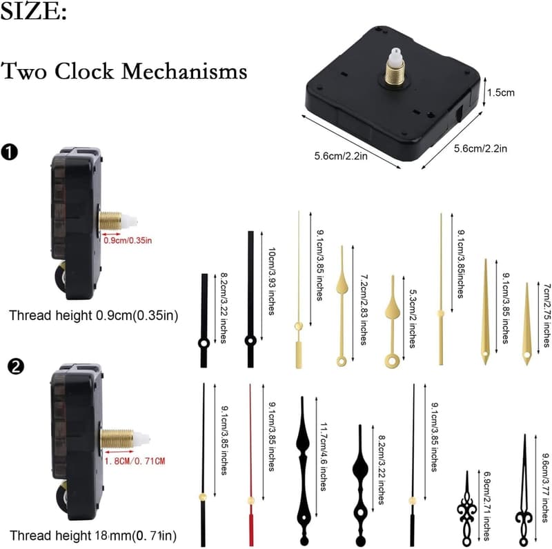 Wall Clock Mechanism Kit - 2Pcs DIY Motor Replacement